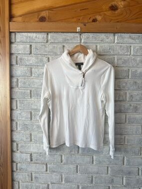 Ralph Lauren White Zip-Up Funnel Neck Sweatshirt